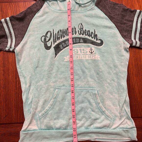 Avalon Apparel Clearwater Beach Florida Lightweight Mint Green Grey Hoodie L - Picture 4 of 9